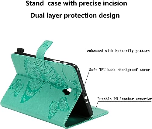 Ucovers for Samsung Galaxy Tab A 8.0 inch Case 2017 Release (SM-T380/T385) with Stand/Pencil Holder/Card Pocket [Auto Wake/Sleep] Smart Magnetic PU Leather Wallet Folio Embossed Butterfly Cover,Green by UUcovers - Image 6