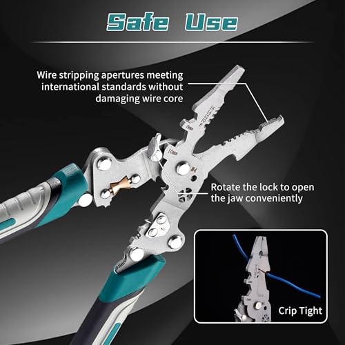 Image of 18 In 1 Foldable Ｗire Strippers Crimper, Multifunctional Folding Wire Stripping Tool, Wire Stripper Electrical，Electric Cable Stripper, Cable Cutters with Plier, Crimper, Twister, Splitting, 2pcs