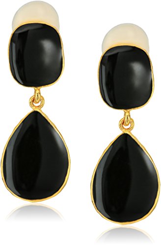 Kenneth Jay Lane Gold Black Enamel Drop Earrings