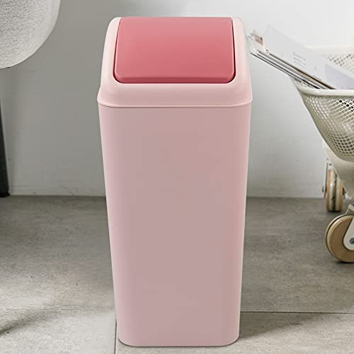 Kekow 4.5 Gallon Small Plastic Trash Can, Swing Lid Waste Can, Pink #TOP3