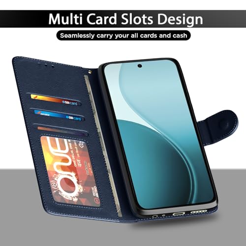 Image of Pikkme Flip Cover for Mi Redmi A7 Pro /Poco C85x 5G / C81 Leather Finish | Inside TPU with Card Pockets | Wallet Stand and Shock Proof | Complete Protection Flip Case (Blue)