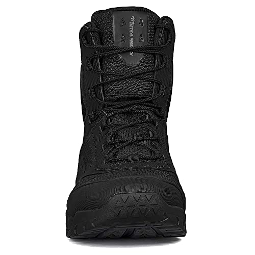Tactical Research TR1040-T 7 Inch Ultralight Black Tactical Boots for Men - Non-Polishable Leather and Nylon with Slip-Resistant TR HiTRAC Outsole for Police, EMS, and Security, Black - 9.5 R4