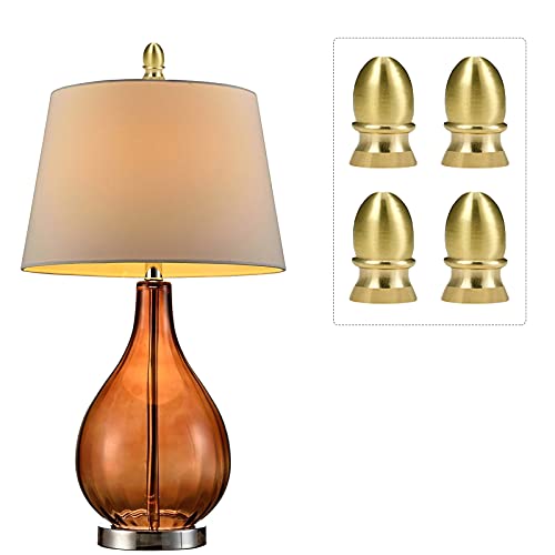 Image of ECUDIS Pack of 4 Solid Metal Lamp Finials Caps Knob for Lamp Shade Harp Holder (Brass)