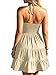 SOLY HUX Women's Summer Mini Dress Halter Backless Sleeveless A Line Ruffle Hem Flowy Cami Dresses Sundress Plain Khaki Small