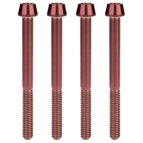 Image of Titanium Ti Bolt M5x9 16 18 20 25 30 35 40 45 50 55 60mm Tapered Head Screws Pack of 4 (M5x60mm, Burgundy)