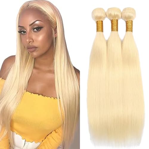 Lagalaga Bundles Human Hair 20 22 24 Inch Blonde 613 Color Remy Straight Wave Human Hair Bundles 12A Unprocessed Raw Brazilian Virgin Soft Quick Weave for Black Women