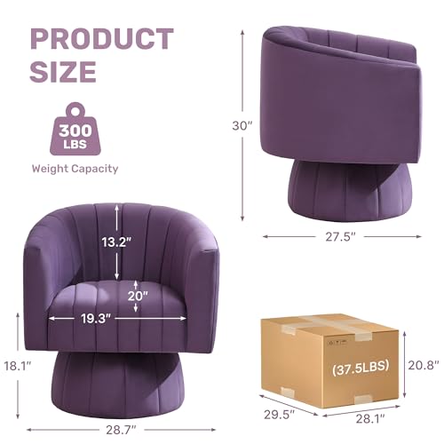 Sillón Giratorio Redondo Pequeño Confortable Violeta miniatura 2