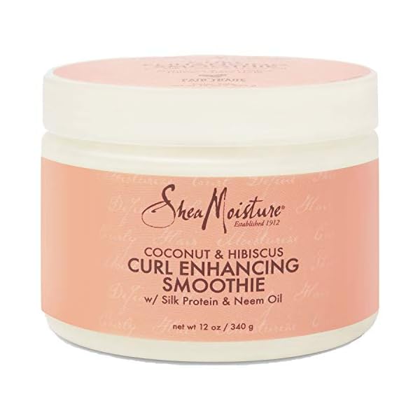 SheaMoisture Smoothie Curl Enhancing Cream for Thick, Curly Hair Coconut and Hibiscus Sulfate and Paraben Free 12 oz