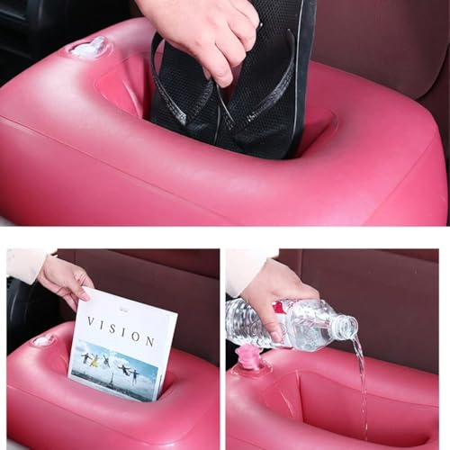 Image of Oshotto Big Size Thickend Travel Camping Inflatable Car Bed|Air Mattress with Pillow & Air Pump for Cars (Pink)