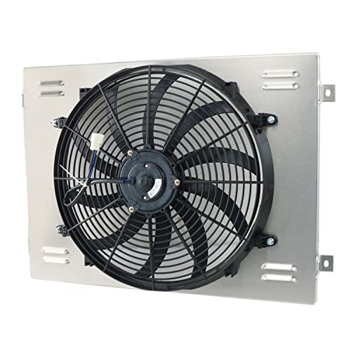 Cubauto All Aluminum Radiator Shroud + 16"Fan For Chevy C/K Series C10 C20 C30 K10 K20 K30 Pickup Suburban 1963 1964 1965 1966 Pontiac Bonneville Grand Prix Catalina Star Chief 6.4L V8 Radiators #TOP1