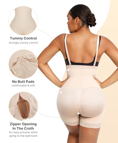 Image of SHAPELLX Faja Colombianas Side Zipper Tummy Control Postpartum Shapewear | Butt Lift Body Shaper, 3-Layer Firm Compression, Side Zipper Easy Wear, Open Crotch, Adjustable Straps, Daily & Postpartum