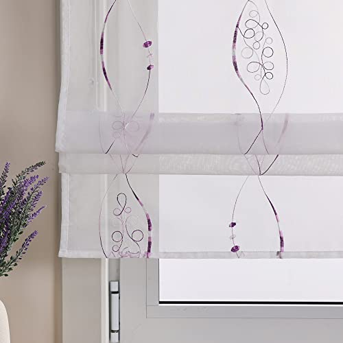 ESLIR Roman Blind Kit with Loops, Kitchen Modern Roman Curtains, Transparent Tab-Top Blind - Image 3