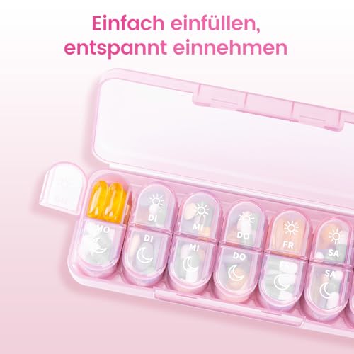 Daviky Pillendose 7 tage 2 fächer - Premium Tablettenbox 7 Tage – Ansicht 4