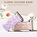 Mastten Floral Engraved Strap Compatible with Apple Watch Straps 38mm 40mm 41mm 42mm Women, Soft Silicone Elegant Rose Floral Band for iWatch SE 3 2 1 Series 11 10 9 8 7 6 5 4 3 2 1, Sand Pink