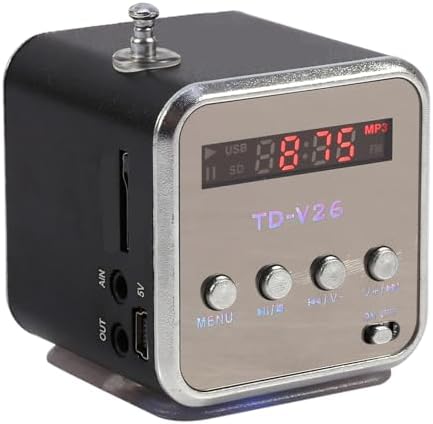 Mini Speaker Music Player, Portable FM Radio Stereo Speaker PC Fashion Support TF Card and U Disk(Black)