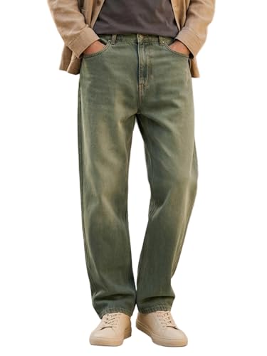 Image of Urbano Fashion Men's Loose Baggy Fit Heavy Washed Jeans Non-Stretchable