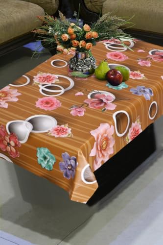 Image of Dakshya Industirs PVC Waterproof Table Cover 36x54 Inch Floral Printed Center Table Cover Washable Plastic Table Sheet Oilproof Dining Table Cover for Coffee Table Living Room Home (Floral Touch)