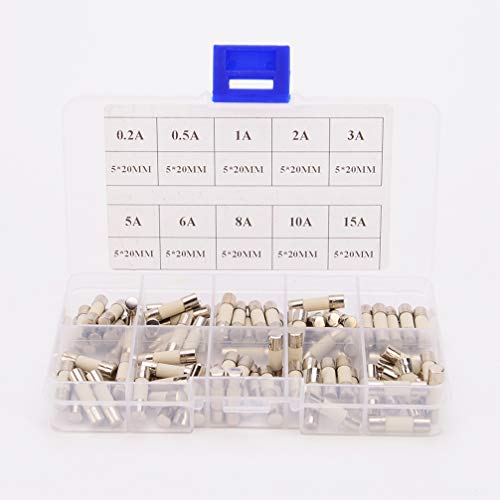 FAVOMOTO 100Pcs Golpe Rápido Cerâmica Fusíveis 0.2A/0.5A/1A/2A/3A/4A/5A/6A/8A/10A/15A/Fusíveis Tubo