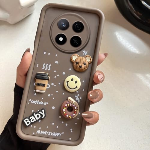 Image of COLORflow Back Cover Compatible with Redmi Note 14 Pro 5G / Poco X7 5G | Cute Fun Cartoon 3D Ball Coffee Silicone Case (Brown) | Designer Camera and Body Protected Back Cover