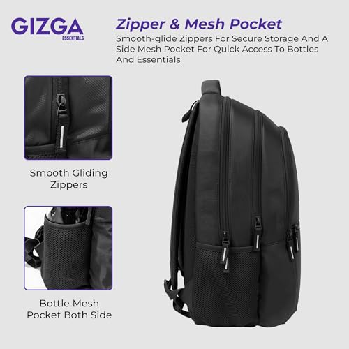 Image of Gizga Essentials 28L Laptop Backpack for Men & Women For Upto 17 inch Laptops| Water-Resistant, Spacious Multi-Compartment with Front Organizer & Bottle Holder| Durable Bag for Travel College Office-Black