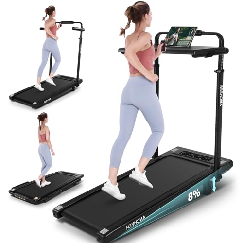 Image of Walking Pad Treadmill with Incline & Adjustable Height, Under Desk Treadmills with Removable Desk Workstation,Foldable Treadmill for Home with Handle /Office 300lbs Max