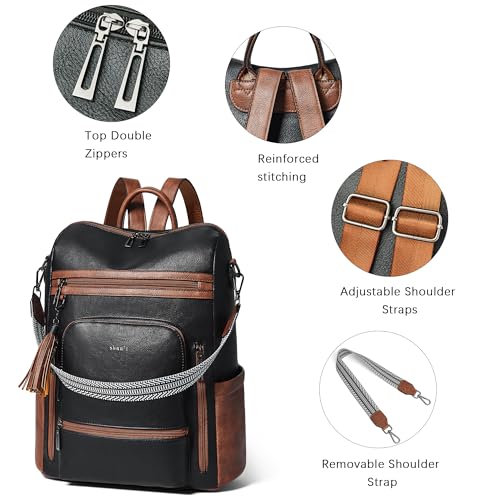 Image of Shrrie Vegan Leather Laptop Backpack for Women 15.6 inch Work Backpack Fashion Travel Backpack Purse for Business College