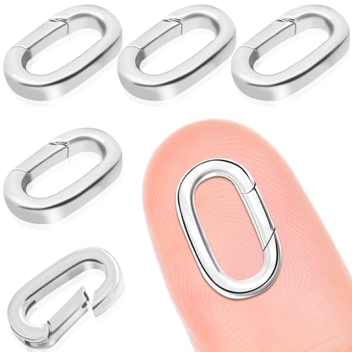 5PCS Oval Clasp Carabiner Necklace Connector Spring Clasps Bracelet Closures Keychain Lock Clasps Necklaces Clips Key Rings Bracelets Shortener for Jewelry Finding DIY Making Kit (L5)