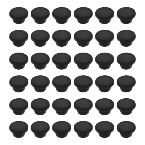 Image of MECCANIXITY 36pcs T-Shaped Silicone Plugs 17mm 21 /32 Inch Dia, Black | Snap in Plug Hole Seal Cover Round Rubber Stopper for 16.5-17mm Holes Kitchen Rubber Bulkheads Waterproof Sealing