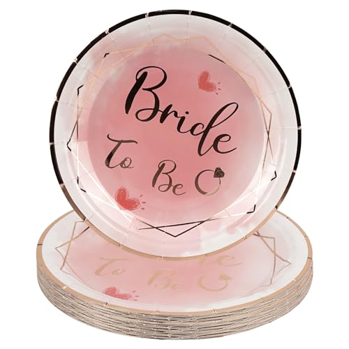 SHIDOW Bachelorette Party Decorations Paper Plates, Bachelorette Party Paper Plates, \'Bride to be\' Bachelorette Party Round Dinner Plates, Disposable Plates Dessert Dinner Plate (30Pcs) (7)