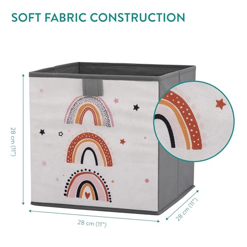 Navaris 3x Spielzeugkiste Aufbewahrungsbox Kinder - 28x28x28cm - Aufbewahrung Kinderzimmer - Aufbewahrungsbox Kinderzimmer Boxen Kinder - Toy Box Spielkiste - Tier Motiv