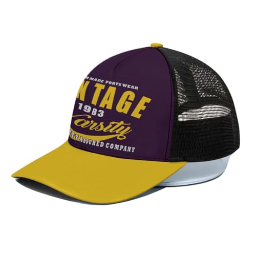 Casquette baseball vintage 1983 violet jaune, une idee cadeau originale pour anniversaire