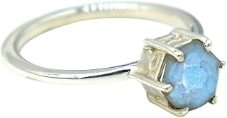 Blue labradorite ring Minimalist labradorite Ring, Handmade natural labradorite jewelry, natural labradorite ring, healing gemstone, minimalist jewelry for her, gift for her, everyday jewelry