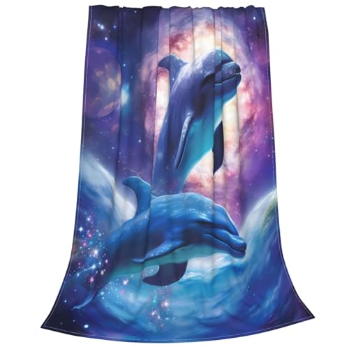 Couverture en micro polaire dauphins galaxie 203x152cm - 3