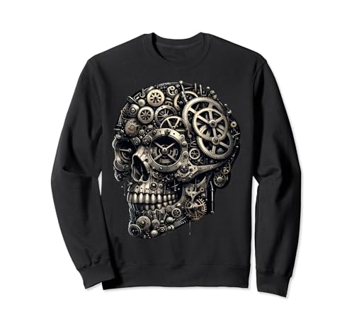 Image of Women Men Gothic Skull Mechanical Goth Dark Art Skeleton Sweatshirt