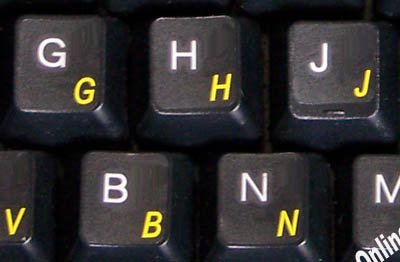 Pegatinas para teclado portugués Brasil translúcidas amarillo miniatura 1