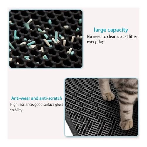 Tapis litière chat double couche pour stopper les grains sur le sol