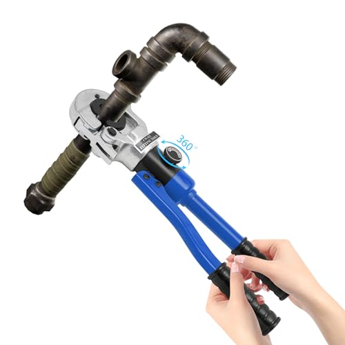 Pinza crimpatrice idraulica da 4,8 kg, pinza crimpatrice 8T CW-1632 con testa girevole a 360° e set di matrici V12-V28, strumento di crimpatura per tubi di rame 12-28 mm, blu