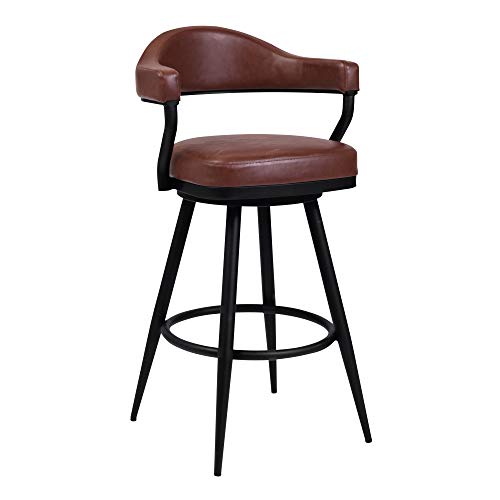 Armen Living Amador Banqueta de Barra 30" en Acabado Negro con Pintura en Polvo y Tapizado de Cuero Sintético Vintage Coffee miniatura 1