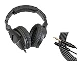 Sennheiser HD 280 Pro Circumaural Closed-Back Monitor Headphones with H&A Stereo Mini Male to Auxilary Cable (Gold Series) 10'