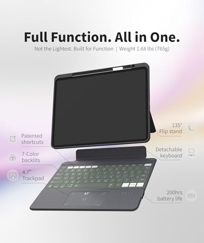 Image of EIP Magnetix Keyboard for iPad Pro 13 in M5 2025 & M4 2024 | Patented stylus shortcuts, adjustable hinge stand, detachable protective case, 7 color backlight, precise cutouts