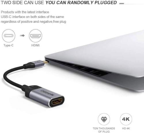 QGeeM USB C to HDMI Adapter 4K Cable, USB Type-C to HDMI Adapter [Thunderbolt 3/4 Compatible] for Laptop MacBook Pro/Air, iPhone15 16 Pro/max,GalaxyS8-S23,XPS,Pixelbook,Thinkpad,Surface,Ipad Pro etc. - Thumbnail 5