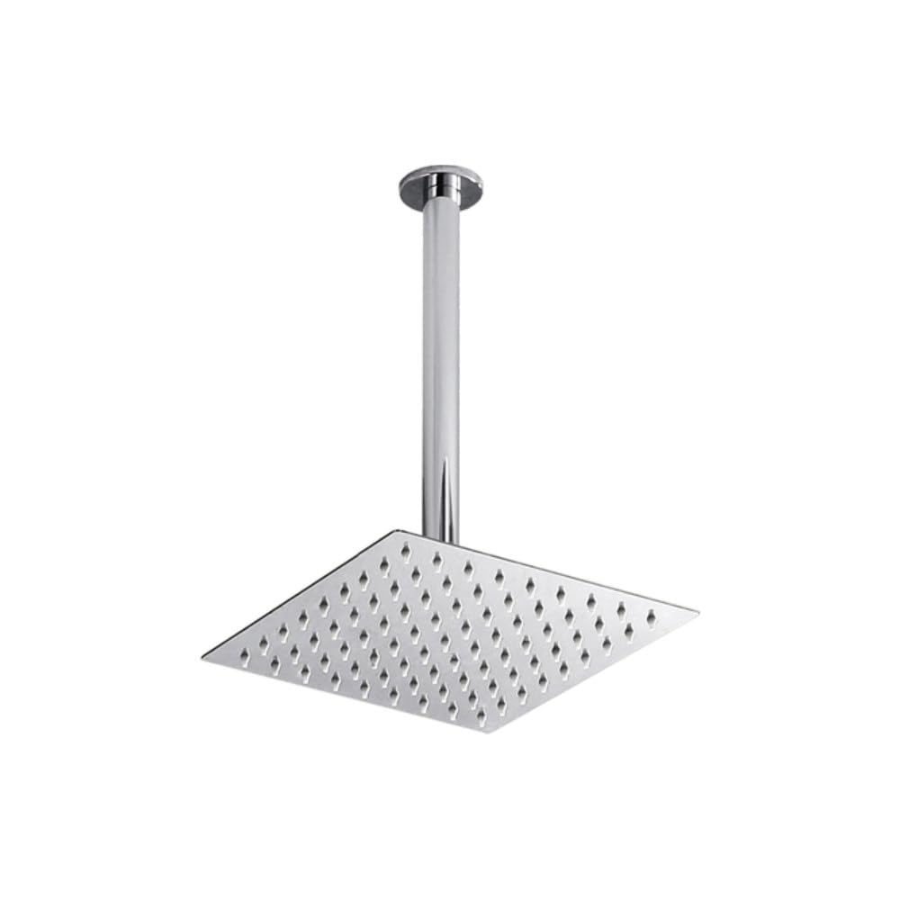 Pommeau de douche pluie en acier inoxydable rond 25 cm avec son bras de plafond de 28 cm ultra-plat