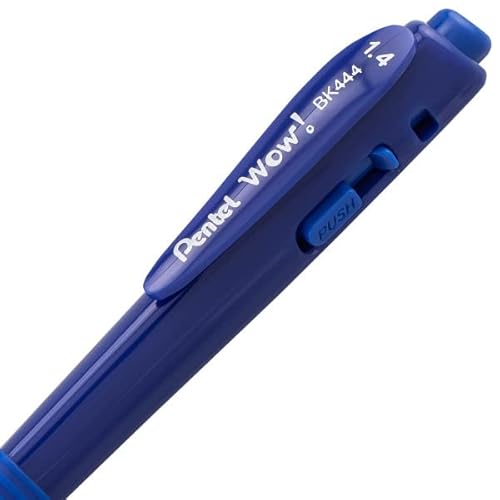 Pentel Wow! Retractable Ballpoint Pen, (1.4Mm) Bold Line, Triangular Barrel, Blue Ink, 18 Pack #TOP3