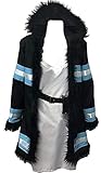 Poetic Walk Womens Anime Costume Cosplay Blue Suit Fleece Coat Dress Outfit Halloween (Womens-XL, Black)