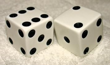 1" Huge White Opaque Dice Pair