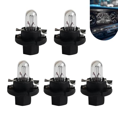 Titwaye 5 PCS DB501 T5 Halogen Bulb, Flat Top A/C Neo Wedge Bulb, Anti-vibration Climate Control Light for Dashboard, Universal for Most Cars (White Light #1)