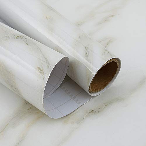 White Marble Contact Paper For Countertops Peel And Stick Countertops For Kitchen Granite Countertop Contact Paper Marble Vinyl Countertop Paper Contact Paper For Cabinets Desk Drawers 15.7X196" #TOP1