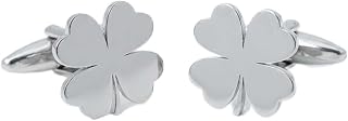 Men’s Four-Leaf Clover Cufflinks – Stainless Steel Luck-Themed Cuff Links with Gift Box & Polishing Cloth – Available in Silver & Gold