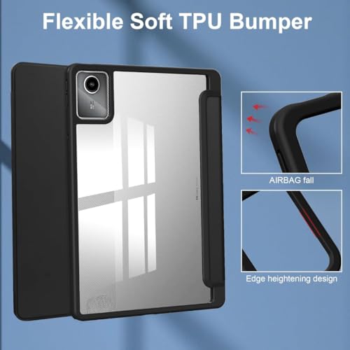 Image of ProElite Cover for Motorola Pad 60 Neo 11 inch 2025, Smart Flip Case Cover for Motorola Pad 60 Neo 11 inch 2025 with Pen Holder, Black [Transparent Back]