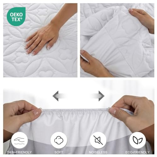 RestTwill Waterproof Mattress Protector King, Noiseless Mattress Pad | Washable Soft Breathable Fabric Bed Cover with Deep Pocket Up to 21”for Home, Hotel - image 5